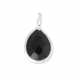 Dije gota facetado 6.8x12.7 mm de Plata 925 /Black Onyx x1