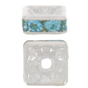 Arandela con Estrás cuadrado 6 mm plateado/Aquamarine x1|raw }}