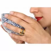 Anilla ajustable ancha con 3 anillas a personalizar plateado antiguo x1