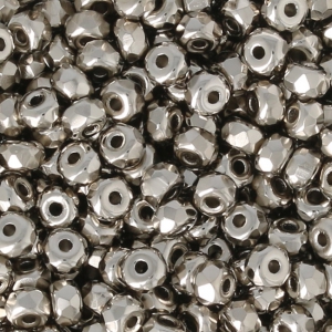Cuentas facetadas de vidrio checa Micro Spacers 2x3 mm Nickel Plated x50