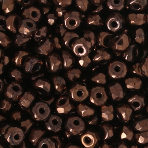 Cuentas facetadas de vidrio checa Micro Spacers 2x3 mm Dark Bronze x50