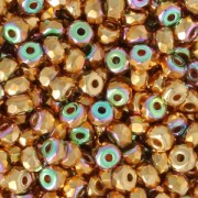 Cuentas facetadas de vidrio checa Micro Spacers 2x3 mm Chapado de Oro 24 Carat AB x25|raw }}