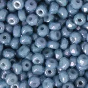 Cuentas facetadas de vidrio checa Micro Spacers 2x3 mm Op Blue Ceramic Look x50