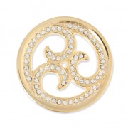 Cabuchón de metal 33 mm con strass - Calado - dorado x1|raw }}