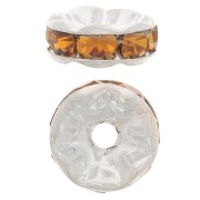 Perla rondel Strass 8 mm plateado/Topaz x1