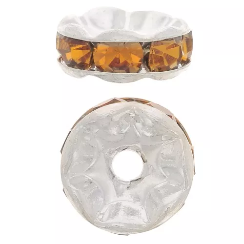 Perla rondel Strass 8 mm plateado/Topaz x1