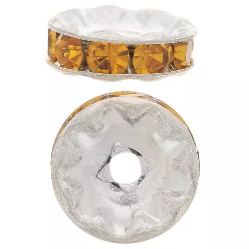 Perla rondel Strass 10 mm plateado/Topaz x1