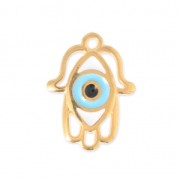 Colgante mano de Fátima con ojo de la buena suerte resina epoxi 20x16 mm