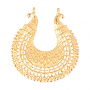 Colgante entrepieza calado 2 anillas media luna étnico 36x37 mm Dorado con oro fino