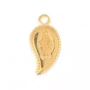 Dije hoja con motivo pez 9x15 mm Dorado con oro fino