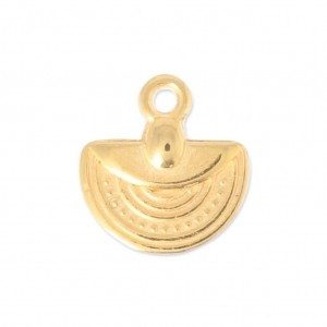 Dije de metal medio círculo étnico 12mm Dorado con oro fino