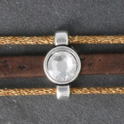 Cuenta pasante para cordón plano 5 mm y cordón 2 mm - Chapado Plateado envejecido