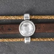 Cuenta pasante para cordón plano 5 mm y cordón 2 mm - Chapado Plateado envejecido