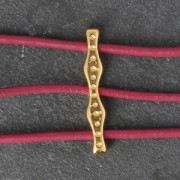 Entrepieza martillada 3 filas 21x3.5 mm Dorado con oro fino
