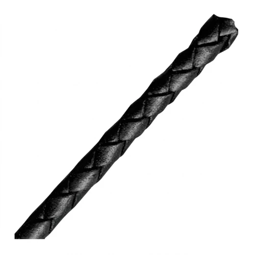 Cordón de cuero trenzado 4 mm Negro x 50 cm
