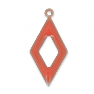 Dije rombo évidé de metal et resina epoxi 18 mm Rosa Coral x 8