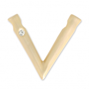 Joyería elegante colgante V con strass 32x37 mm para polaris o redonda 16 mm dorado satinado
