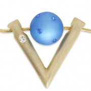 Joyería elegante colgante V con strass 32x37 mm para polaris o redonda 16 mm dorado satinado