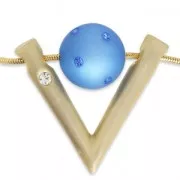 Joyería elegante colgante V con strass 32x37 mm para polaris o redonda 16 mm dorado satinado