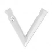 Joyería elegante colgante V con strass 32x37 mm para polaris o redonda 16 mm plateado satinado