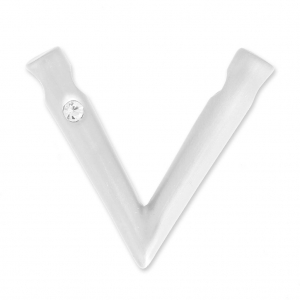 Joyería elegante colgante V con strass 32x37 mm para polaris o redonda 16 mm plateado satinado
