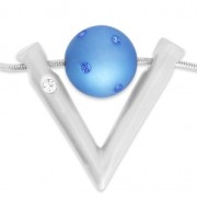 Joyería elegante colgante V con strass 32x37 mm para polaris o redonda 16 mm plateado satinado