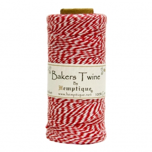 Bobina de 125 metros de cordel Bakers Twine 1 mm Blanco/Rojo