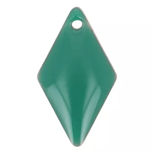 Dijes rombos de metal y resina epoxi 16 mm verde esmeralda x 8