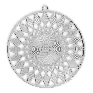 Entrepieza Estampa sol a decorar de metal 37 mm rodiado x1