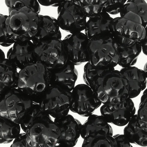 Cuentas de vidrio checa Fizgig - Flores Vintage 6 mm Jet x30