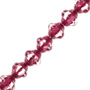 Cuentas de vidrio checa Fizgig - Flores Vintage 6 mm Crystal Fuchsia x30