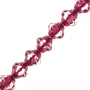 Cuentas de vidrio checa Fizgig - Flores Vintage 6 mm Crystal Fuchsia x30