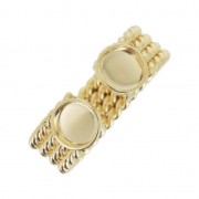 Anillo con dos cabujones engastados 6 mm - Talla 56 a 62 - Dorado con oro fino x1