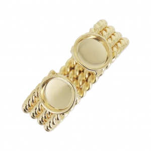 Anillo con dos cabujones engastados 6 mm - Talla 56 a 62 - Dorado con oro fino x1