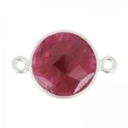 Entrepieza 2 anillas 12 mm engaste Plata 925 / Ruby teñido x1