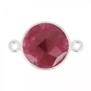 Entrepieza 2 anillas 12 mm engaste Plata 925 / Ruby teñido x1