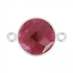 Entrepieza 2 anillas 12 mm engaste Plata 925 / Ruby teñido x1