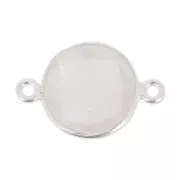 Entrepieza 2 anillas 12 mm engaste Plata 925 / Cuarzo rosa x1