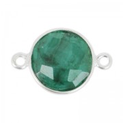 Entrepieza 2 anillas 12 mm engaste Plata 925 / Esmeralda teñida x1