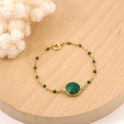 Entrepieza 2 anillas 12 mm engaste Plata 925 / Esmeralda teñida x1