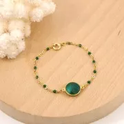 Entrepieza 2 anillas 12 mm engaste Plata 925 / Esmeralda teñida x1