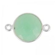 Entrepieza 2 anillas 12 mm engaste Plata 925 / Crisoprasia x1