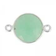 Entrepieza 2 anillas 12 mm engaste Plata 925 / Crisoprasia x1