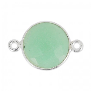 Entrepieza 2 anillas 12 mm engaste Plata 925 / Crisoprasia x1