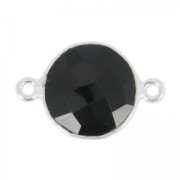 Entrepieza 2 anillas 12 mm engaste Plata 925 /  Black Onyx x1