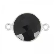 Entrepieza 2 anillas 12 mm engaste Plata 925 /  Black Onyx x1