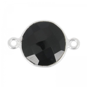Entrepieza 2 anillas 12 mm engaste Plata 925 /  Black Onyx x1