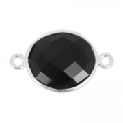 Entrepieza piedra facetada 2 anillas 11x13mm engaste Plata 925 / Black Onyx x1|raw }}