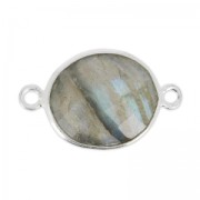 Entrepieza piedra facetada 2 anillas 11x13mm engaste Plata 925/Labradorite x1|raw }}