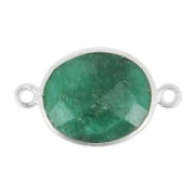 Entrepieza piedra facetada 2 anillas 11x13mm engaste Plata 925 / Emerald teinté x1|raw }}